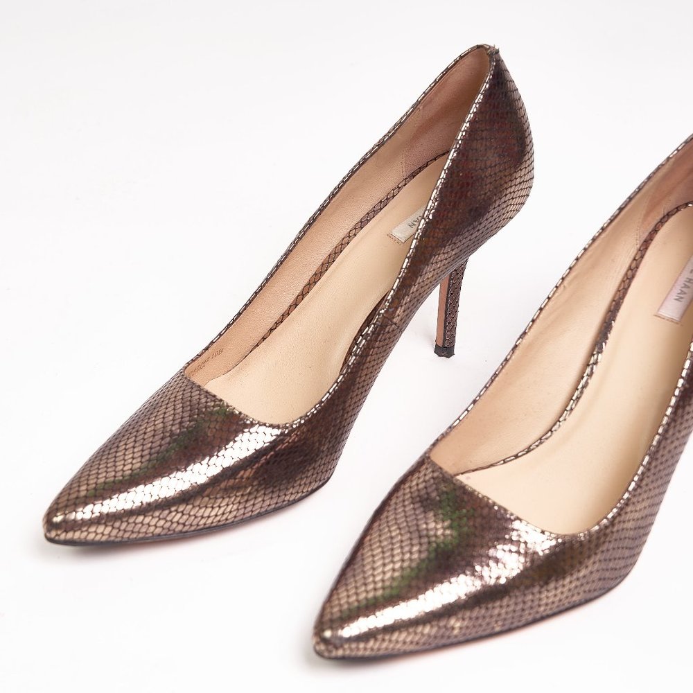 Cole Haan Metallic Snakeskin Pumps 65mm size 10m